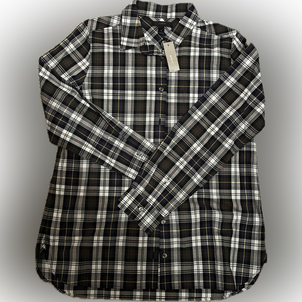 J. Crew Women’s Plaid Collared Button Down Long Sleeve Shirt, size 8 NWT